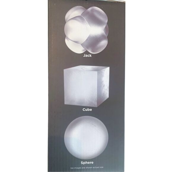 ZOKU Black Geometric Mixology Silicone Ice Molds - Set of 3 Sphere, Cube, Jack - Picture 2 of 3